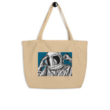 Space Art Astronaut Portrait Tote Bag. BIG Organic Cotton. Original Art Johnnyinthe56