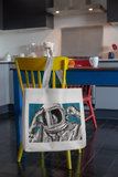 Space Art Astronaut Portrait Tote Bag. BIG Organic Cotton. Original Art Johnnyinthe56