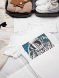 Space Art Astronaut Portrait T-shirt. Unisex Eco-Friendly Organic Cotton. Original Art By Johnnyinthe56