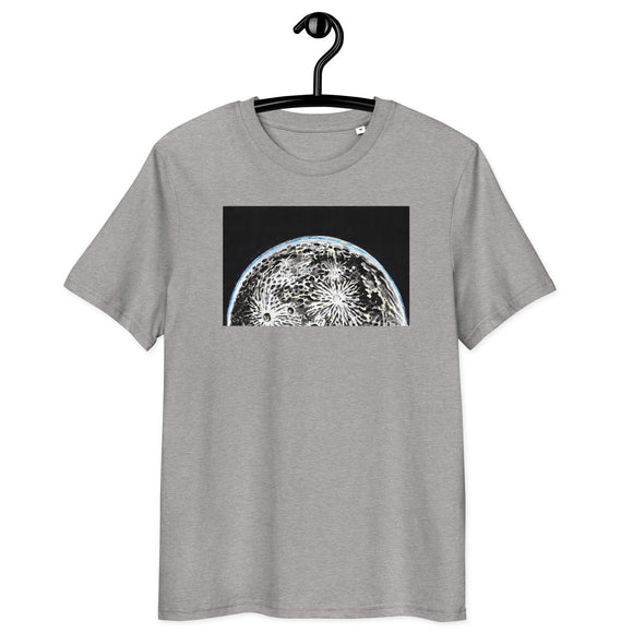 Space Art Moon Rise T-shirt. Unisex Eco-Friendly Organic Cotton. Original Art By Johnnyinthe56