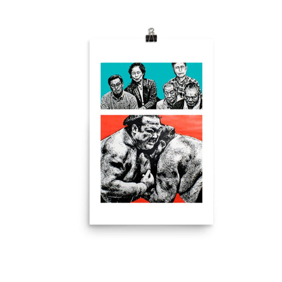 Sumo Wrestlers Poster | Japanese Inspired Art Print  | The Watchers & The Watched | Unframed